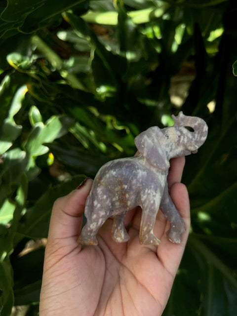 Hand Carved Lepidolite Crystal Elephants